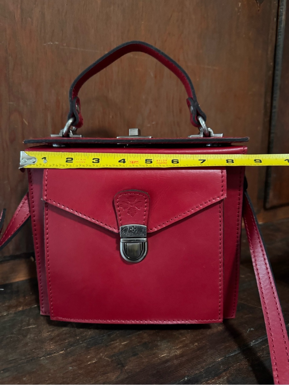 Patricia Nash Red Leather Mini Top-Handle Crossbody